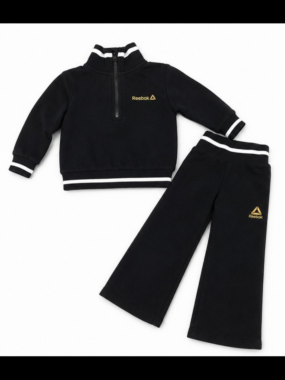 Reebok Toddler Black 2-Piece Fleece Tracksuit Set | Size 4/5